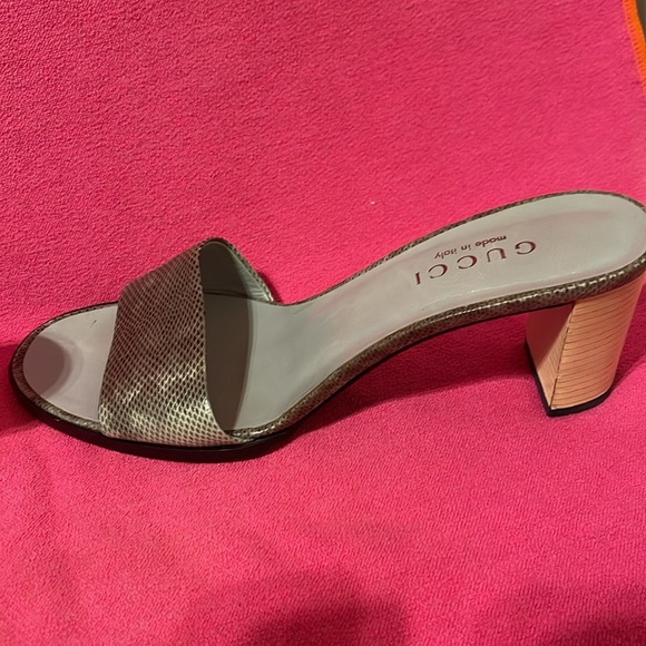 Gucci sandals python print in black and moss green vintage - Picture 2 of 5